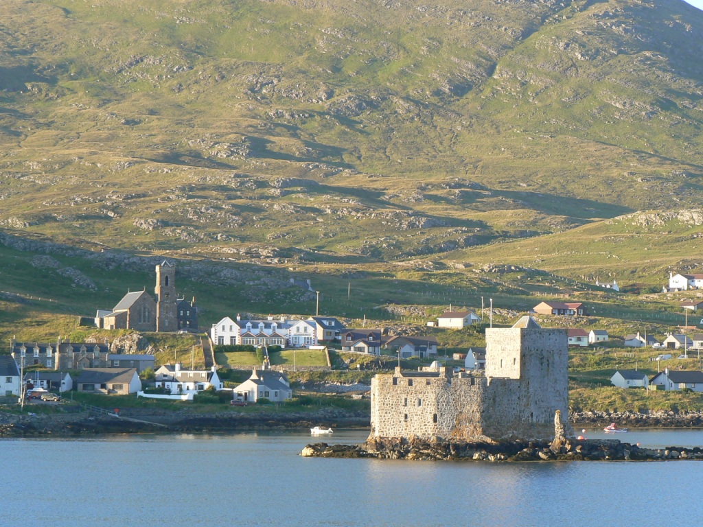 This one gives Castlebay on Barra Island its name. Barra in in the Outer Hebrides, so note the stark landscape with no trees 