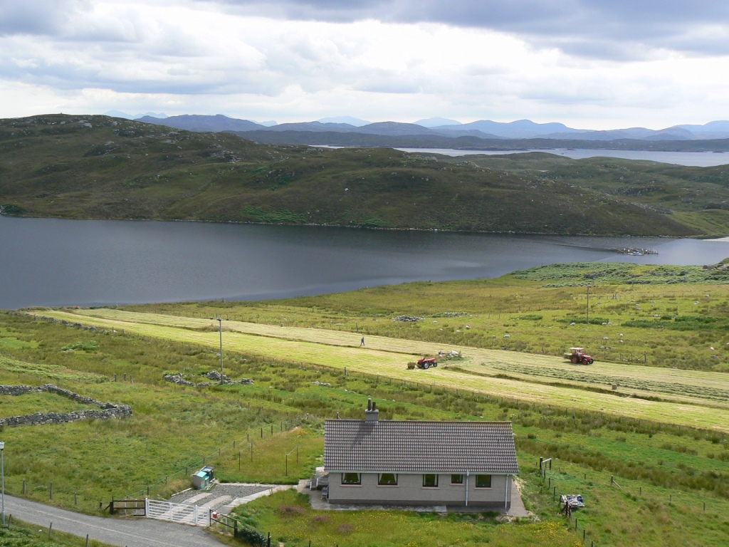 This busy village at harvest time was seen from Dun Carloway broch on the Isle of Lewis