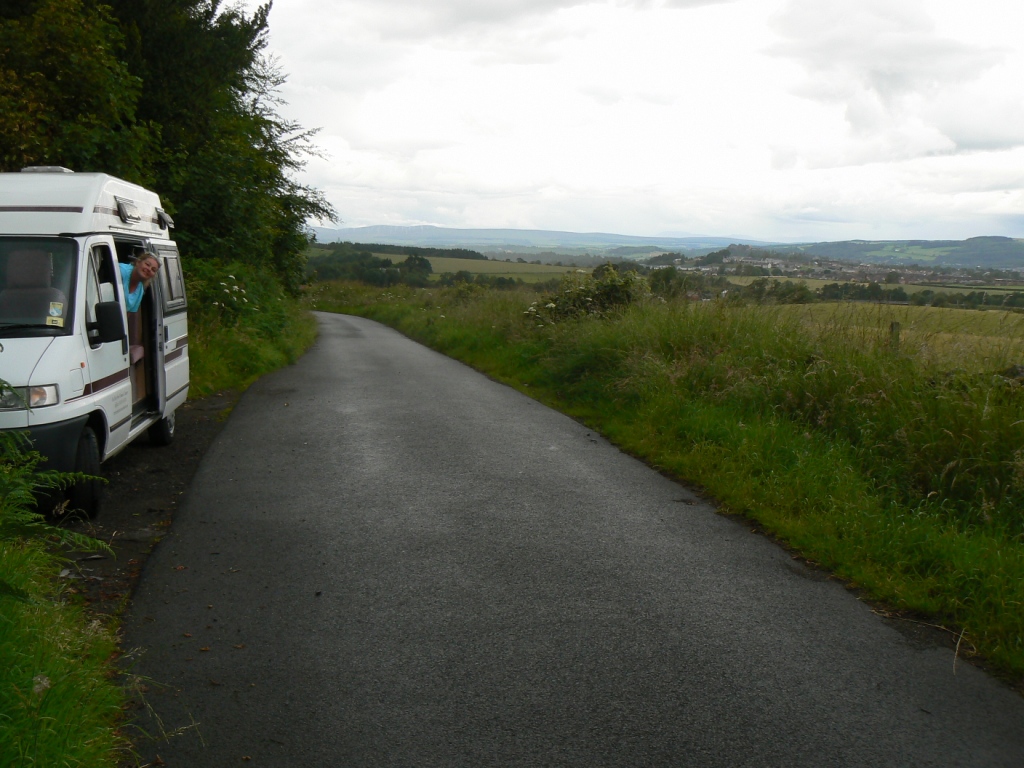 At a quiet layby with a view of Stirling castle - we had 2 nights here and called it Stirling View camp