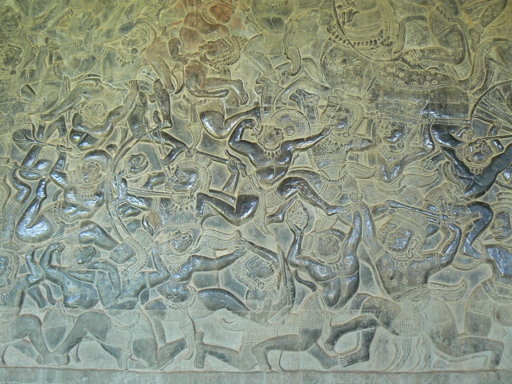 A panel from the engravings at Angkor Wat