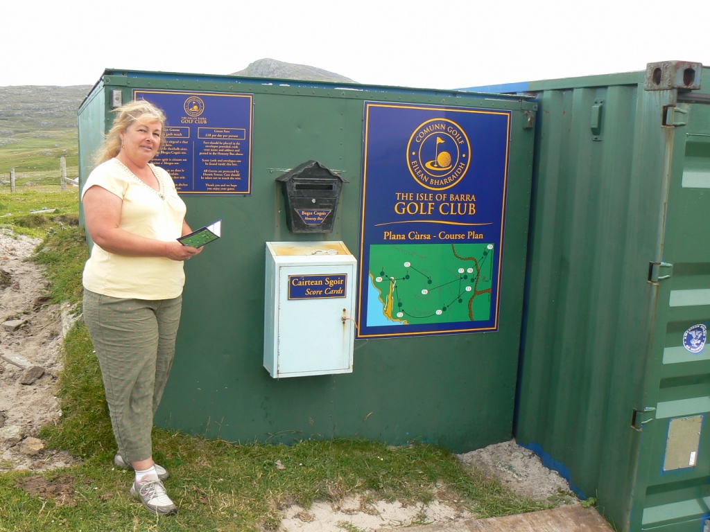 A player checks the clubhouse and honesty box